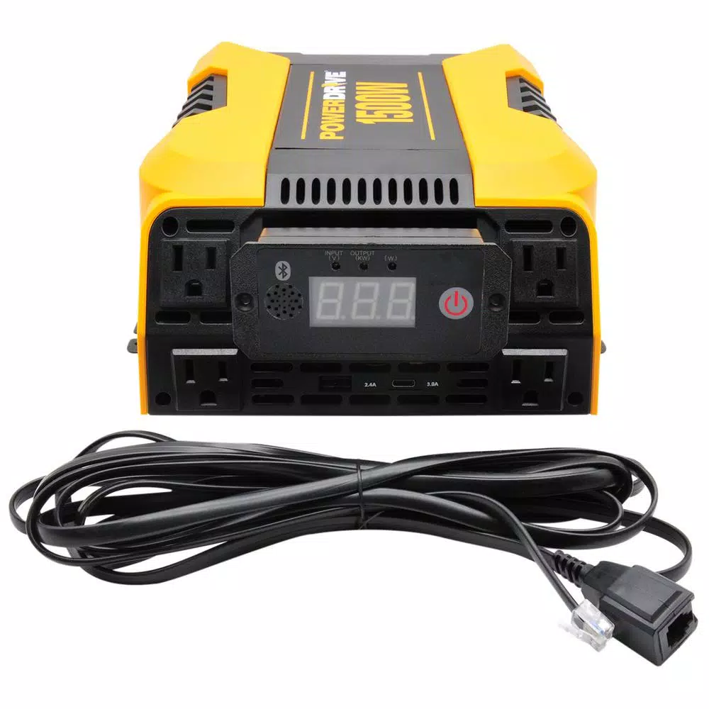 PowerDrive 1500W Power Inverter with Bluetooth App Control, 4 AC Outlets, USB-C & USB Ports