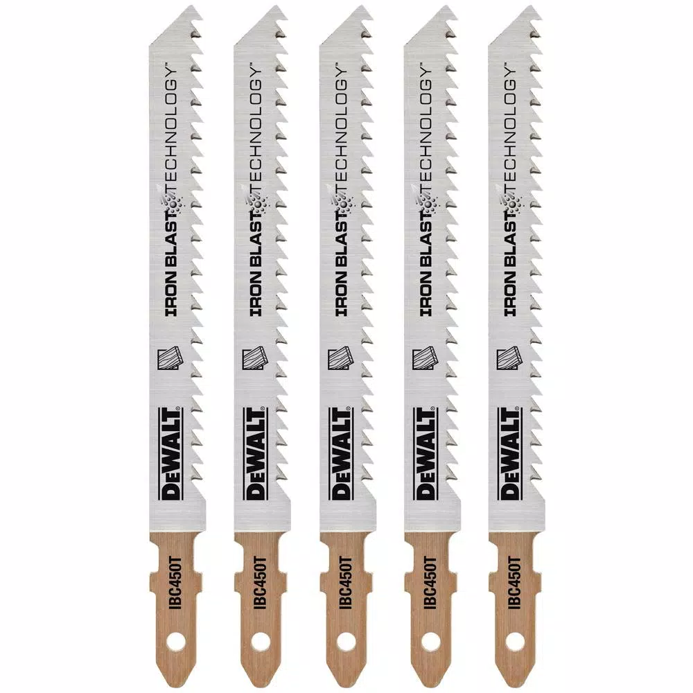 DEWALT 4 in. 10 TPI T-Shank Wood Cutting Jig Saw Blades, 5-Pack