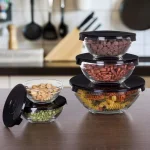 Chef Buddy 10-Piece Glass Bowl Set with Airtight Black Lids thumbnail 2
