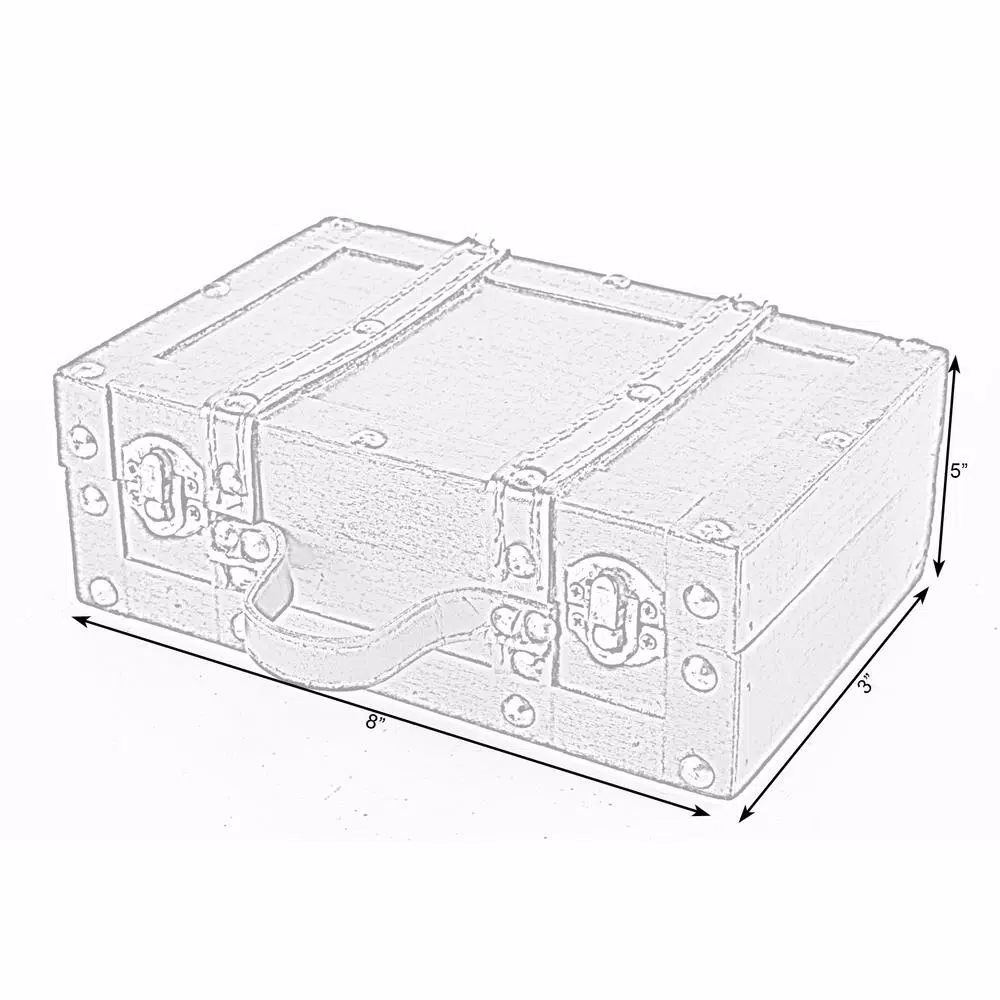 Vintiquewise Antique Style Small Wooden Suitcase Decorative Box with Leather Straps and Cherry Finish