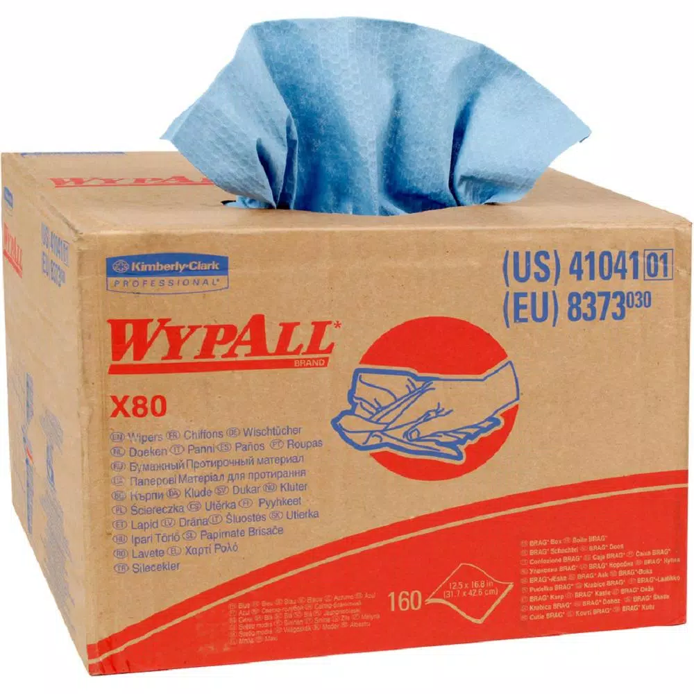 WYPALL X80 Blue Wipers Brag Box, 160-Count Heavy-Duty Cloth Towels