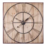 Utopia Alley 47" Oversized Roman Square Wall Clock, Rustic Wood & Metal Finish thumbnail 2