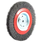 Forney 8 in. Wide Face Crimped Wire Bench Wheel Brush, 1/2 in. and 5/8 in. Arbor thumbnail 4