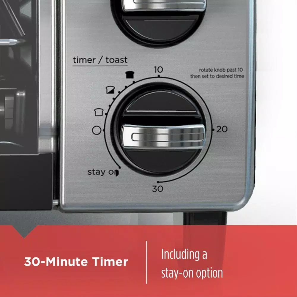 BLACK+DECKER 4-Slice Stainless Steel Convection Toaster Oven with EvenToast Technology