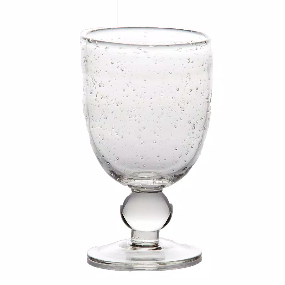 Abigails St. Remy 8 oz. Bubble Wine Glass Set of 4, Mouth-Blown Handmade Glass