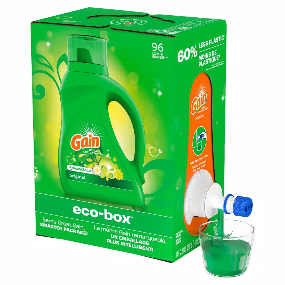 Gain Eco Box Original Liquid Laundry Detergent, 105 oz (96 Loads)