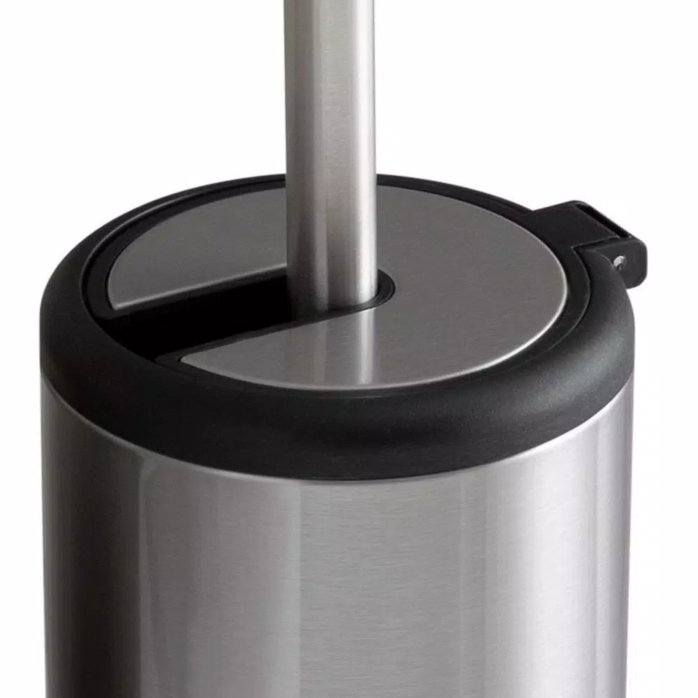 Bath Bliss Stainless Steel Toilet Brush and Holder Set with Self-Closing Lid