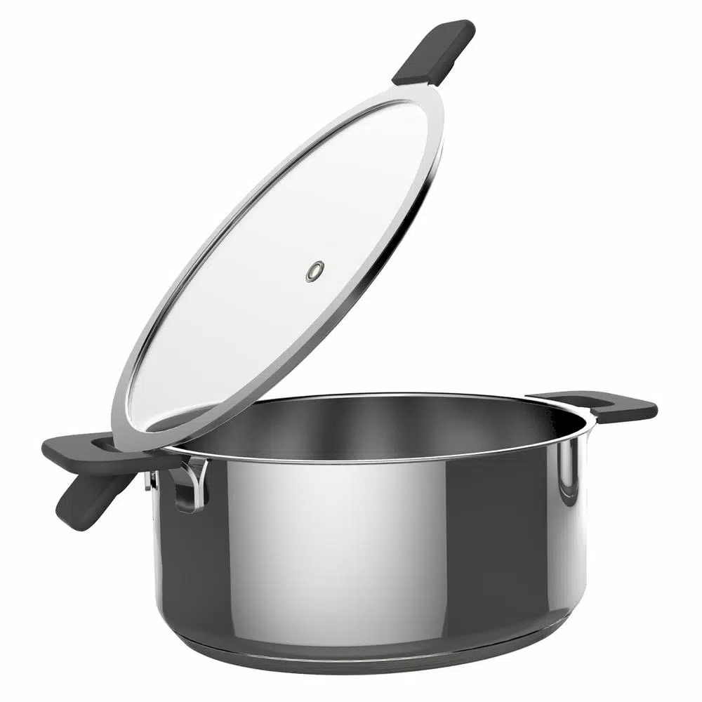 Ozeri 6-Piece Stainless Steel Induction Cookware Set with Patent-Pending Hands-Free Straining Glass Lids