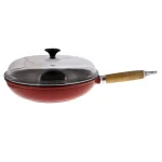 Chasseur 11 in. Enameled Cast Iron Frying Pan with Glass Lid, Red thumbnail 1