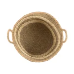 Zentique Large Hand Woven Seagrass and Palm Leaf Striped Basket with Handles thumbnail 3