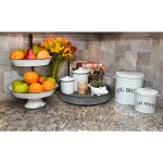 3R Studios White Ceramic Enameled Pet Treat Containers, Farmhouse Style, Set of 2 thumbnail 3
