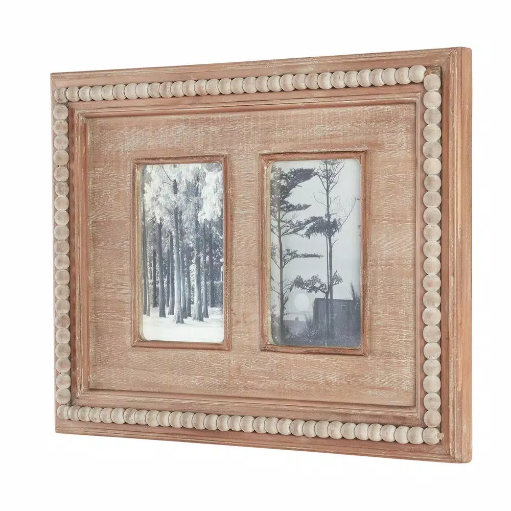 Home Decorators Collection The Home Decorators Collection 4x6 Natural Beaded Wood 2-Opening Collage Picture Frame, Brown