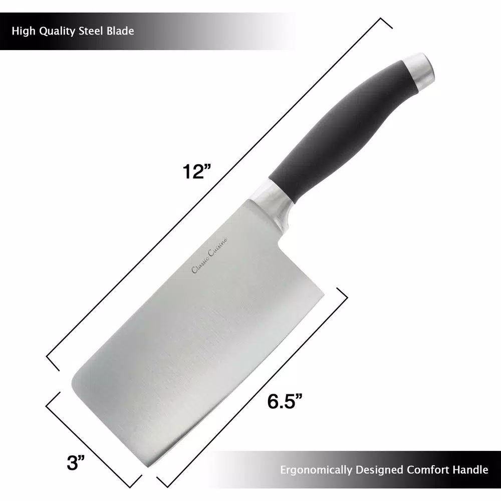 Trademark Classic Cuisine 6.5 in. Stainless Steel Chopper Cleaver Knife with Comfort Grip Handle