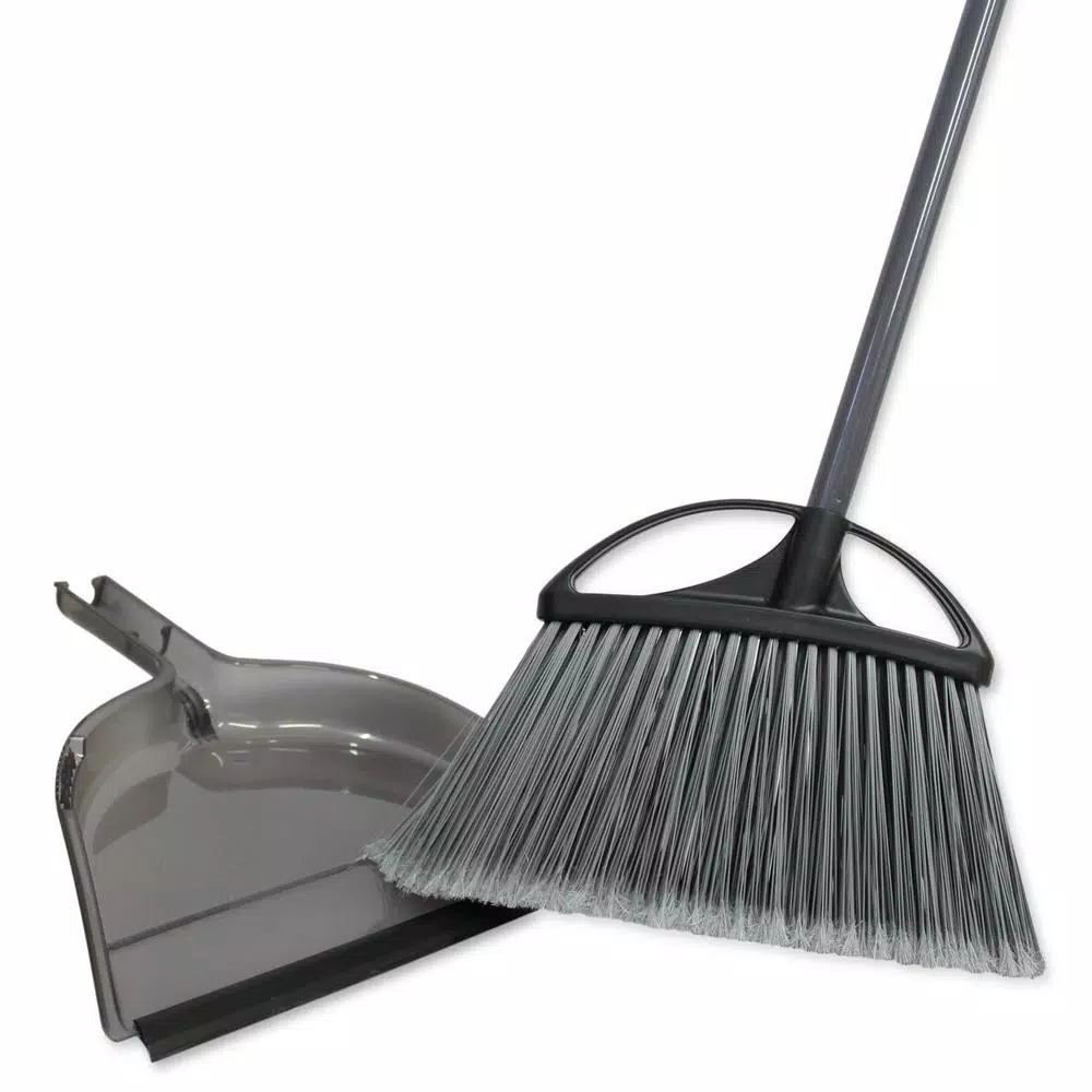 HDX 13 in. Extra Wide Angle Broom and Dustpan Set with Metal Handle