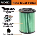 RIDGID OSHA Silica Table 1 Compatible HEPA Filter and Cyclonic Dust Bag Kit for 12-16 Gal. Wet/Dry Vacuums thumbnail 6