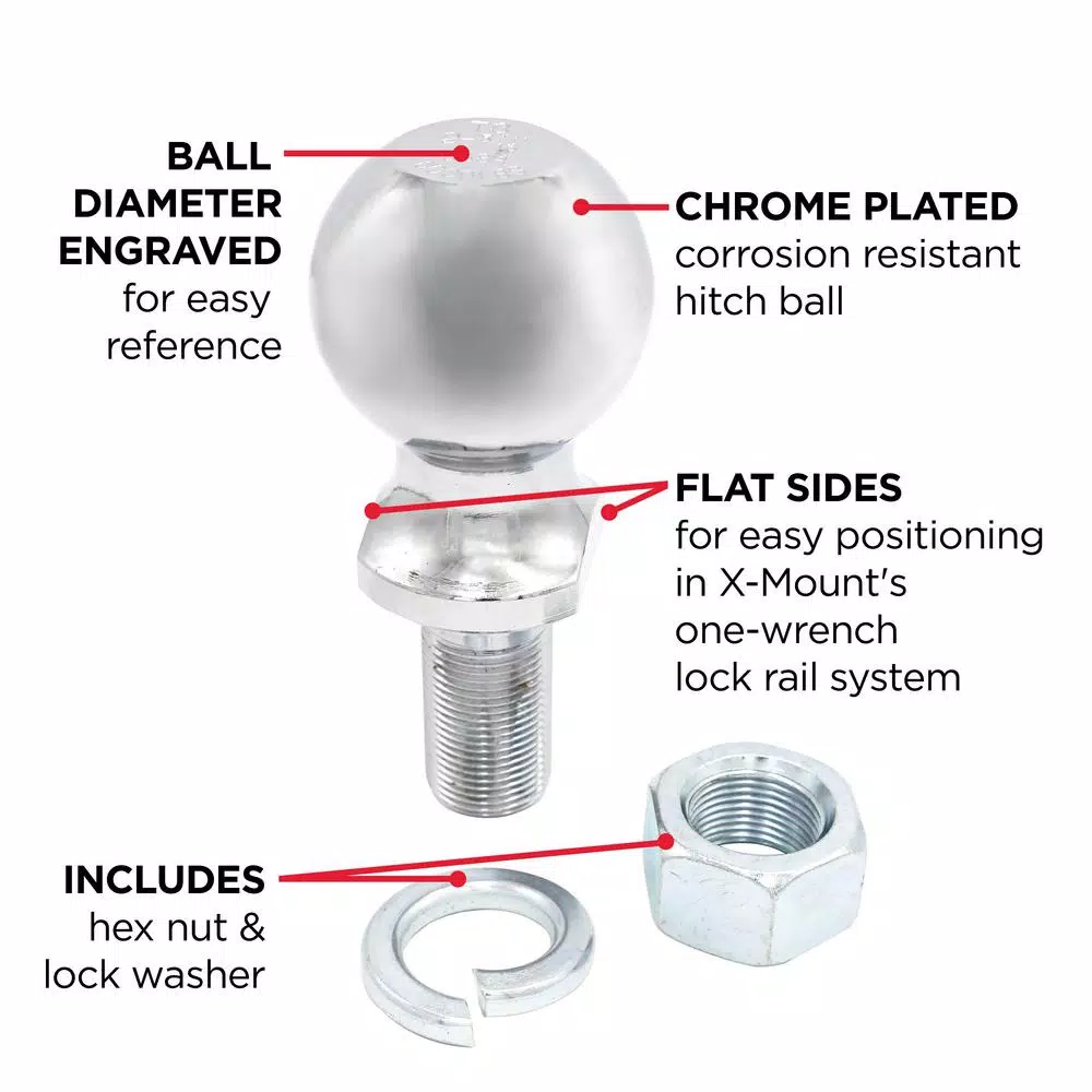 TowSmart 6,000 lb. Capacity Chrome Hitch Ball, 2-5/16 in. Diameter, 1 in. x 2 in. Shank