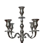 Benjara 48-Inch Silver Handcrafted Aluminum 5-Arm Candelabra with Fluted Tops thumbnail 4