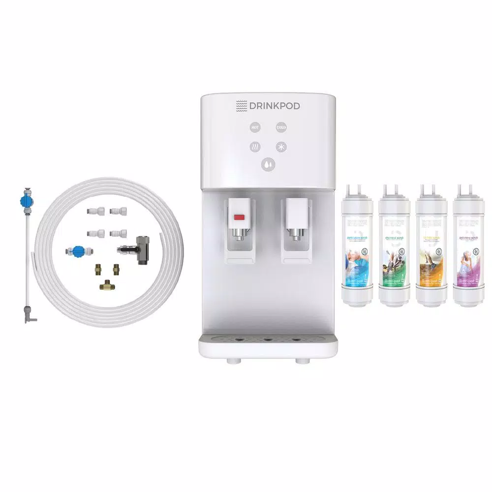 DRINKPOD 2000 Series Bottleless Water Filtration Cooler, 4-Stage Purification, White