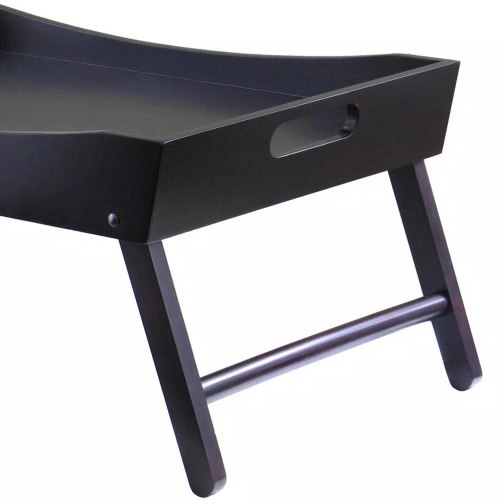 Winsome Benito Wood Bed Tray with Curved Top and Foldable Legs, Dark Espresso Finish