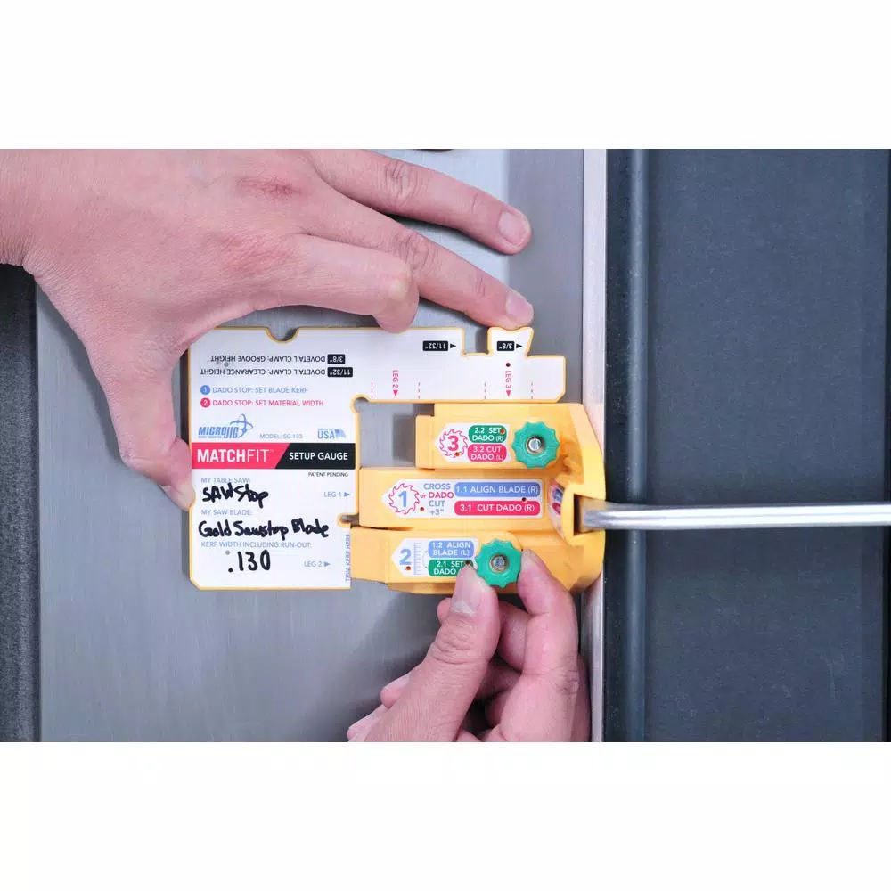 Microjig MATCHFIT Router or Table Saw Setup Gauge for Dado Stop Accessory