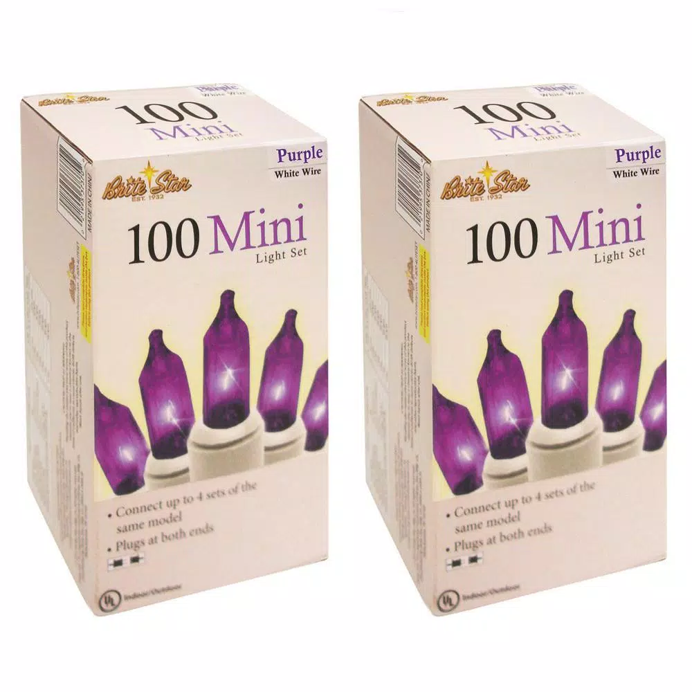 Unbranded Brite Star 100-Light Purple Mini String Lights with White Wire, Set of 2