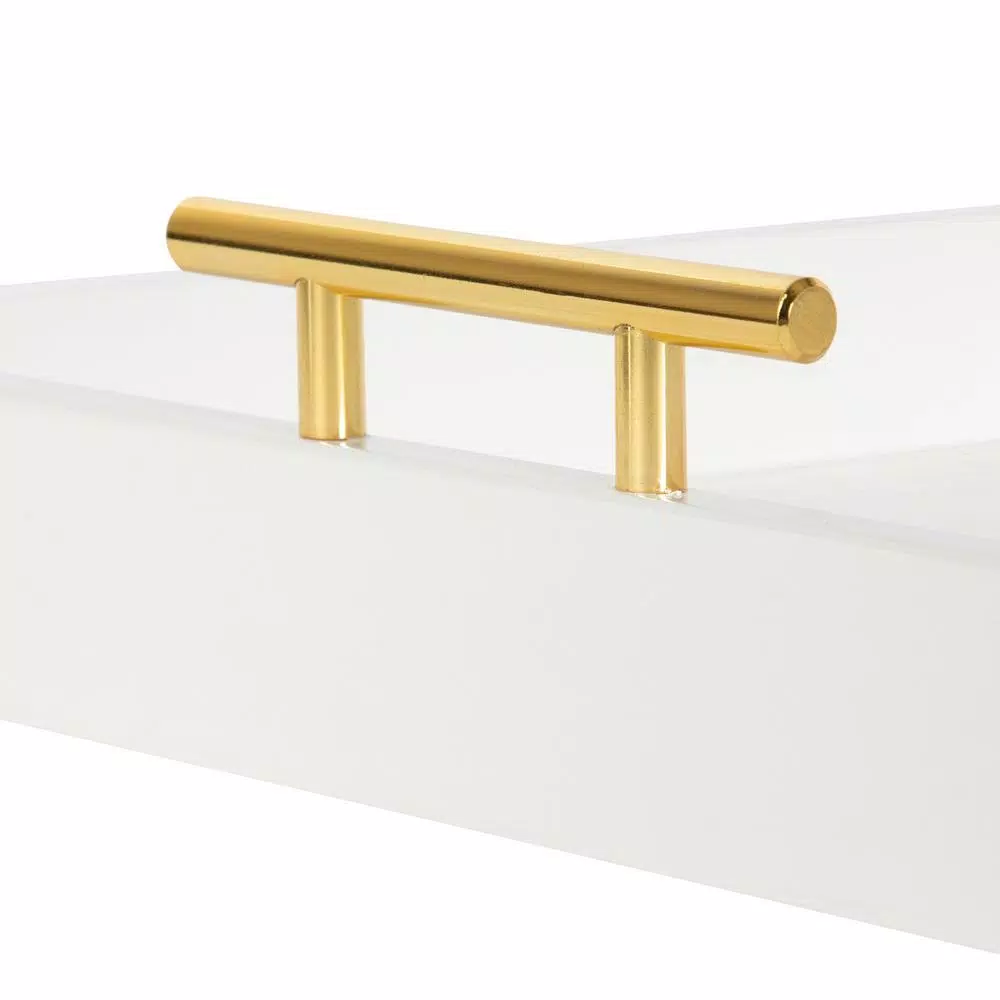 Kate and Laurel Lipton 2-Piece Modern Glam Decorative Tray Set, White and Gold Wood Trays