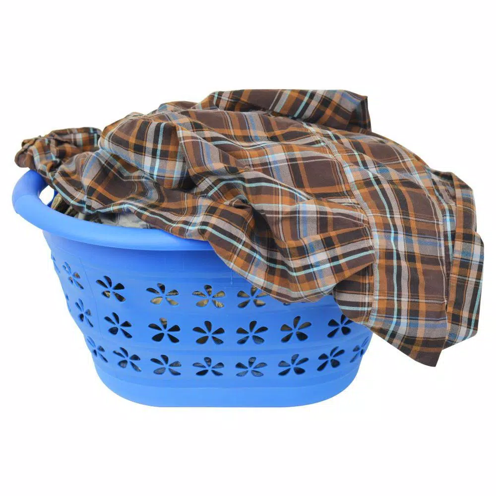 Southern Homewares Collapsible Laundry Basket, Space-Saving Plastic & Silicone Hamper, Blue