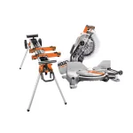 RIDGID 10 in. 15 Amp Dual Miter Saw with LED Cut Line and Professional Compact Miter Saw Stand Combo thumbnail 1