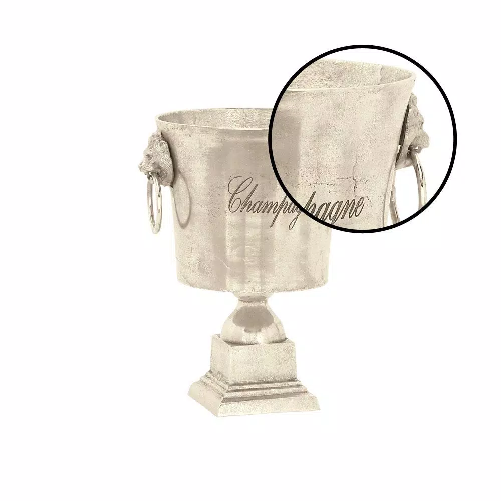 LITTON LANE 16 in. Rustic Silver Aluminum Champagne Wine Cooler with Lion Head Handles