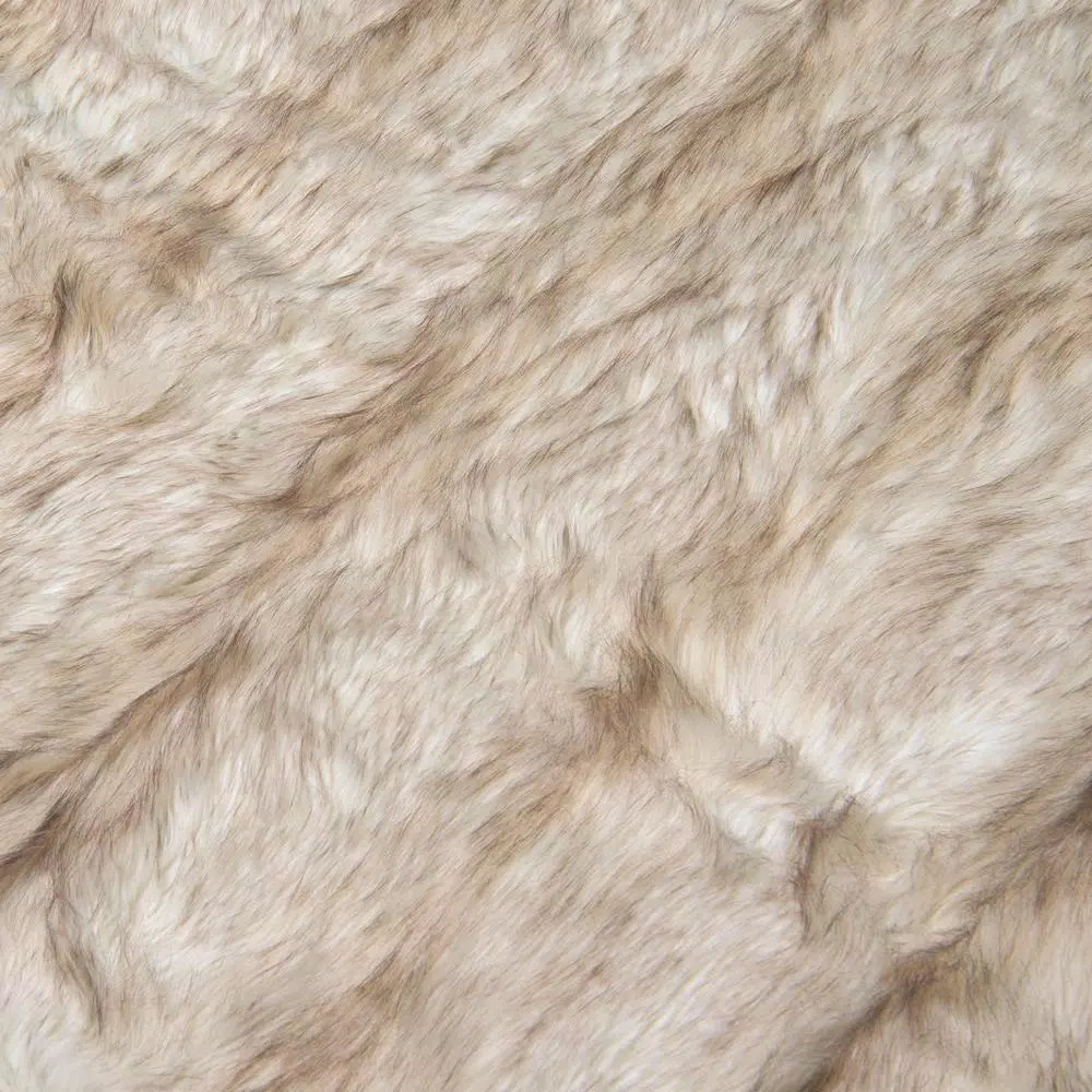 Best Home Fashion Champagne Fox Faux Fur Throw Blanket, 58 in. x 84 in.
