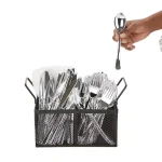 Mind Reader 4-Section Black Mesh Cutlery Caddy, Stainless Steel Flatware Organizer for Countertops thumbnail 2