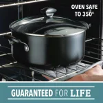 Farberware 10.5 Qt. Aluminum Nonstick Stock Pot with Glass Lid, Black thumbnail 2