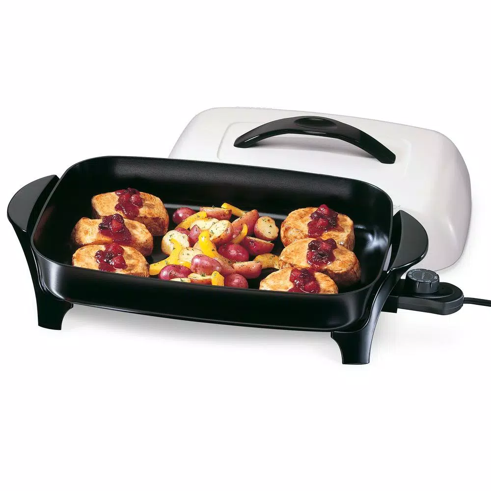 Presto 16 in. Black Non-Stick Electric Skillet with EverNu Lid and Cast Aluminum Base