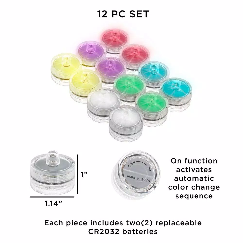 Lavish Home Waterproof LED Color Changing Tealights, 12-Pack - Multi-Colored Votive Lights