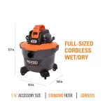 RIDGID 9 Gal. Cordless Wet/Dry Shop Vacuum Kit with (2) 18V OCTANE 3.0 Ah Lithium-Ion Batteries and Charger thumbnail 4