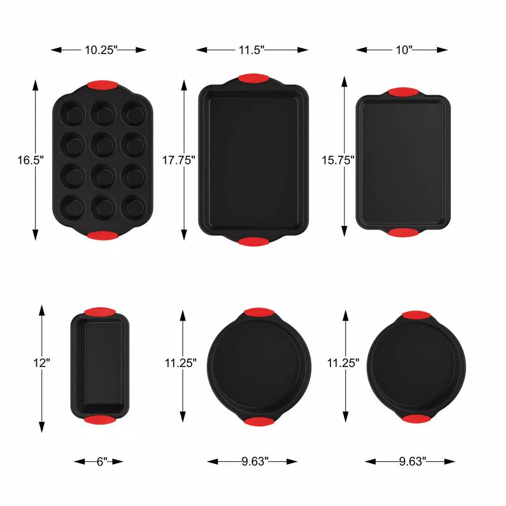 Classic Cuisine 6-Piece Nonstick Carbon Steel Bakeware Set with Silicone Handles