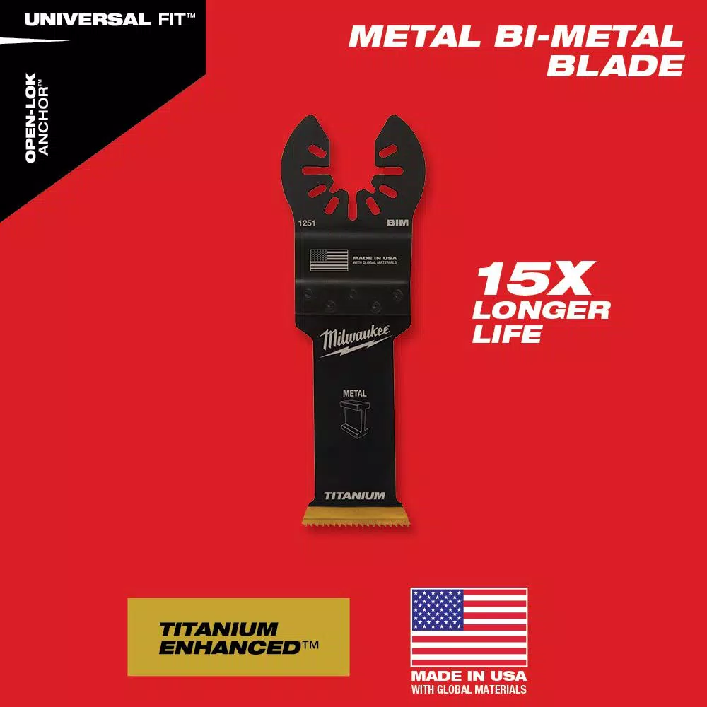 Milwaukee 1-1/8 in. Titanium Bi-Metal Universal Fit Oscillating Multi-Tool Blade