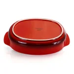 Gibson 2.5 Qt. Red Stoneware Oval Baking Pan thumbnail 2