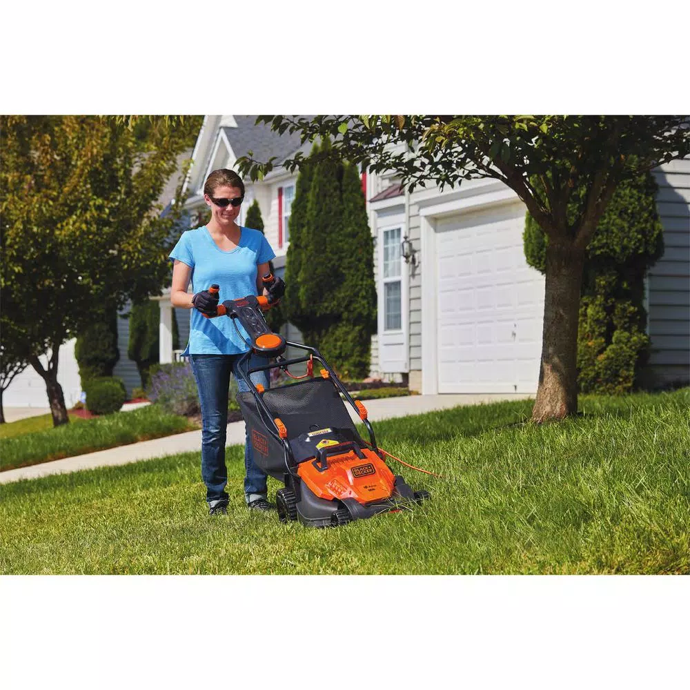BLACK+DECKER 15 in. 10 Amp Corded Electric Walk Behind Lawn Mower with Pivot Control Handle