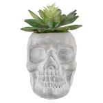 Flora Bunda 5 in. Halloween Sugar Skull Artificial Succulent Planter in Gray Cement thumbnail 1
