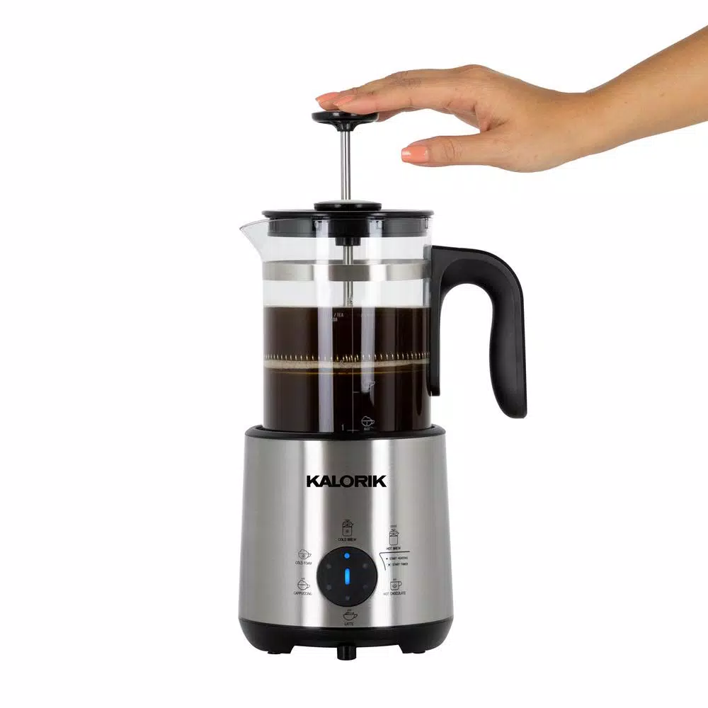 KALORIK Bartista 8-in-1 Electric French Press Coffee Maker, 24 oz. Stainless Steel