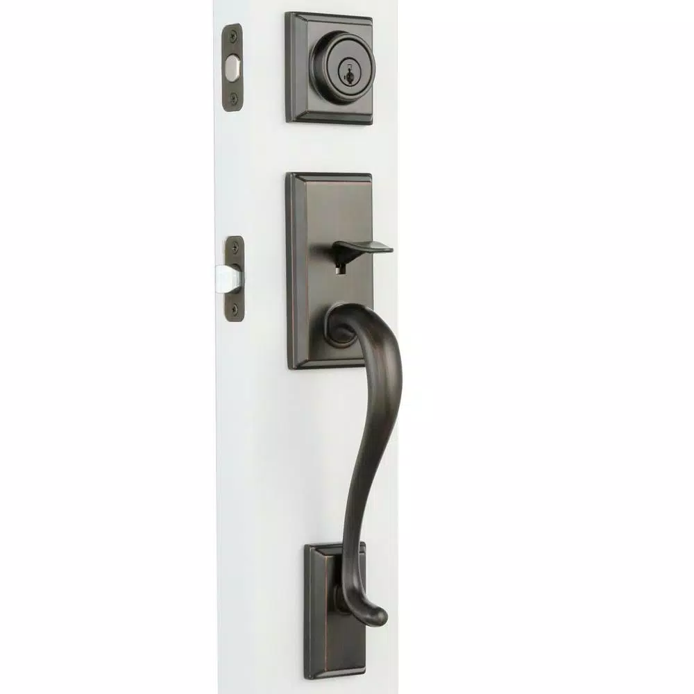 Kwikset Hawthorne Venetian Bronze Single Cylinder Handleset with Juno Knob and SmartKey Security