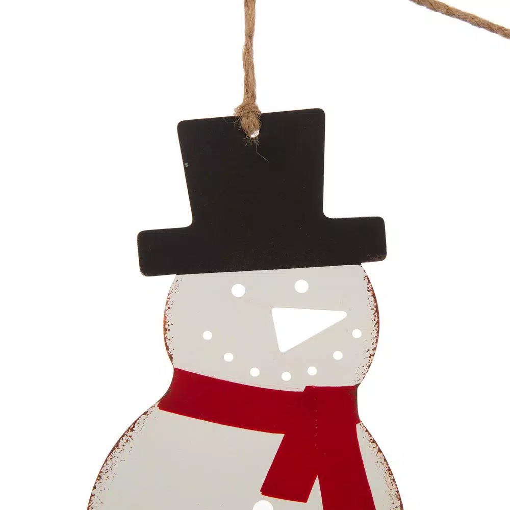 Glitzhome 6 ft. Metal Snowman Christmas Garland, Rustic Holiday Decor