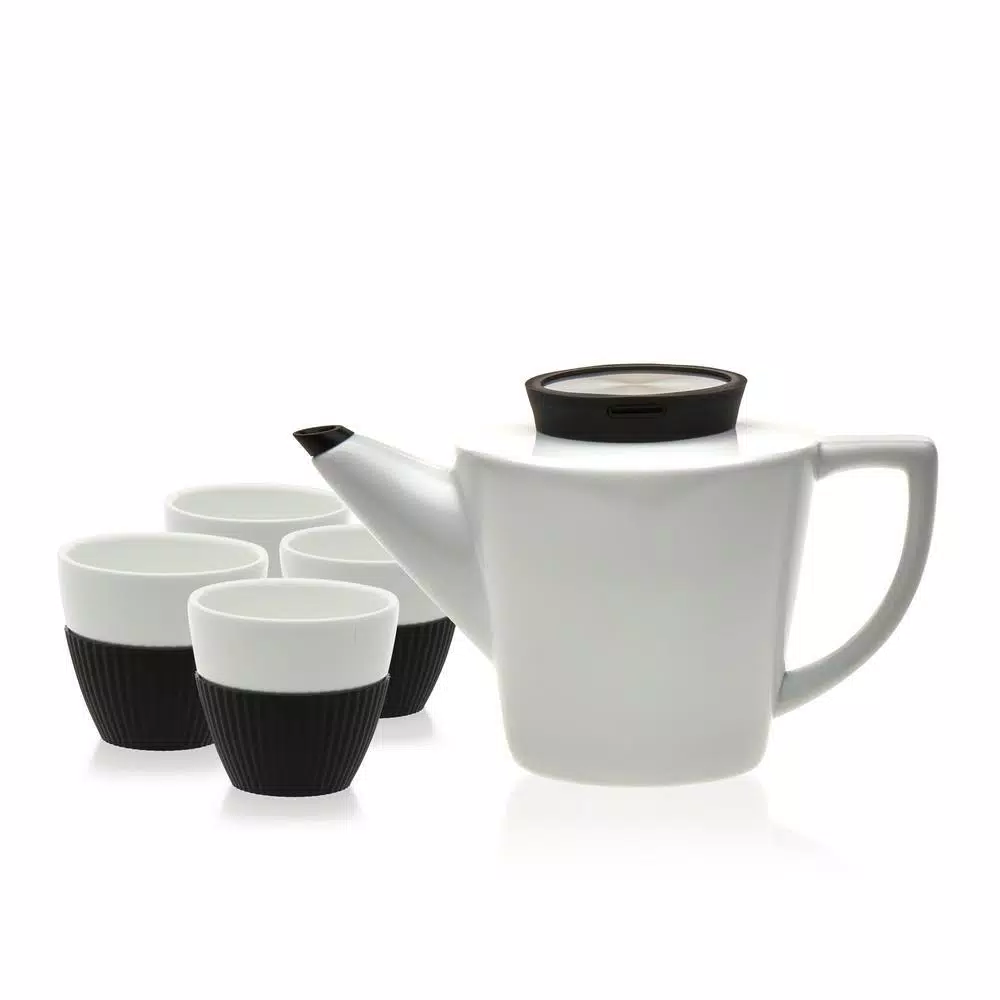 VIVA Scandinavia Infusion 5-Piece Porcelain Teapot and Teacup Set, White