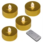 LUMABASE Gold Extra Large LED Tea Light Candles with Remote Control and Dual Timers, 4-Count thumbnail 1