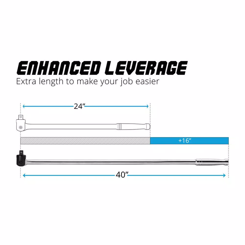 Capri Tools 1 in. Drive 40 in. Extended Leverage Breaker Bar, Chrome Vanadium & Molybdenum