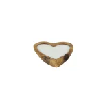 LITTON LANE Large Heart-Shaped Reclaimed Teak Wood Candle Holder with Unscented White Wax thumbnail 2