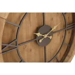 LITTON LANE 40 in. Rustic Round Cypress Wood Wall Clock with Roman Numerals thumbnail 2