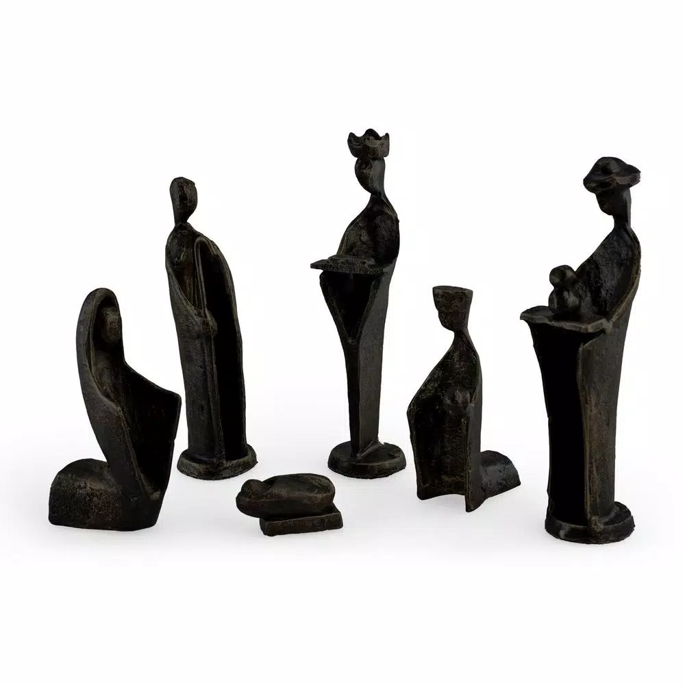 Danya B Nativity Set Cast Iron Sculptures, Family and Kings (Set of 7)