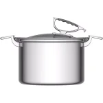 CookCraft by Candace 8 qt. Tri-Ply Stainless Steel Stock Pot with Patented Latch Glass Lid thumbnail 7